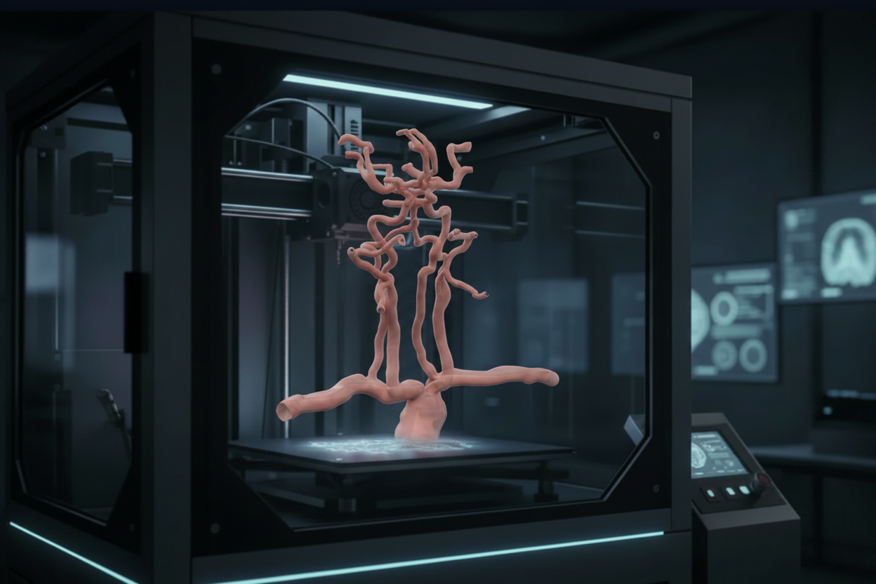 3D Printer with Vascular Simulator Model