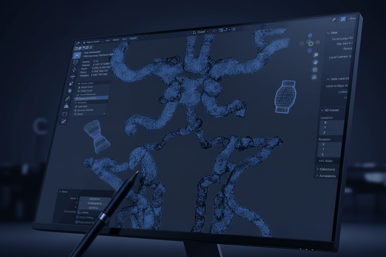 Dark Blue Vascular 3D Modeling Interface